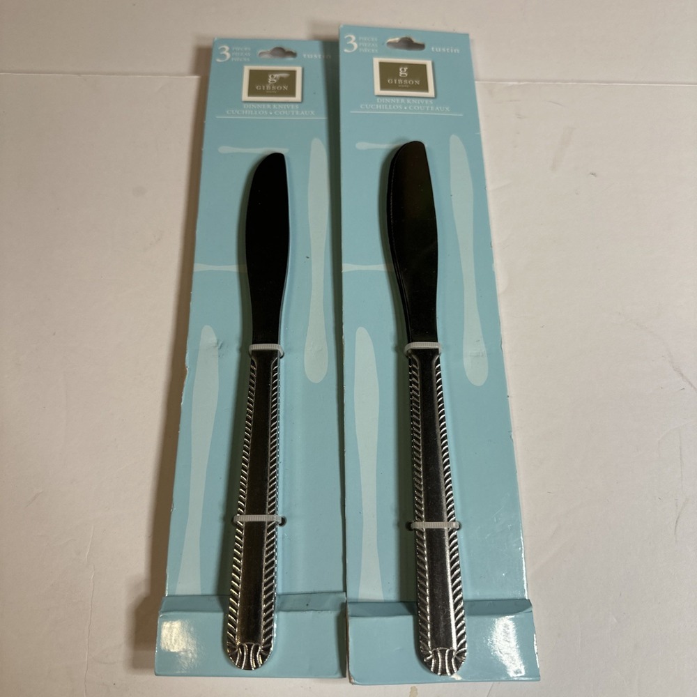 Dinner Knives. Set of 6 G Gibson Home. Butter knife set. 8 1/8" metal knives New